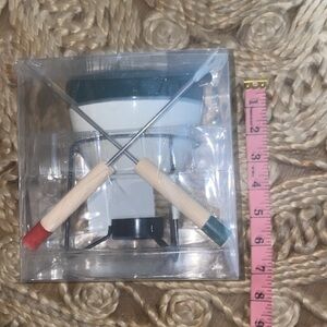 Teal and White Fondue Set